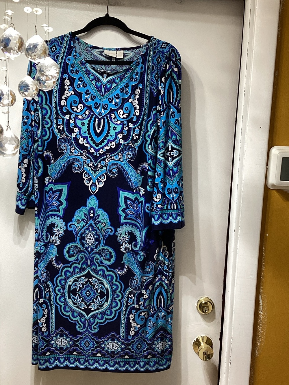 Chico's Navy and Turquoise Paisley Midi Dress